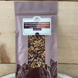 noir république dominicaine bâtonnets d&rsquo;amandes caramélisées 64% cacao